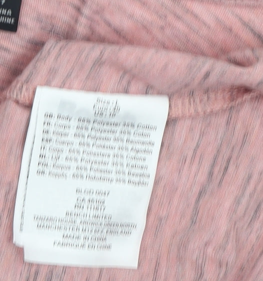 Bench Women's Pink T-Shirt, L, Basic Round Neck