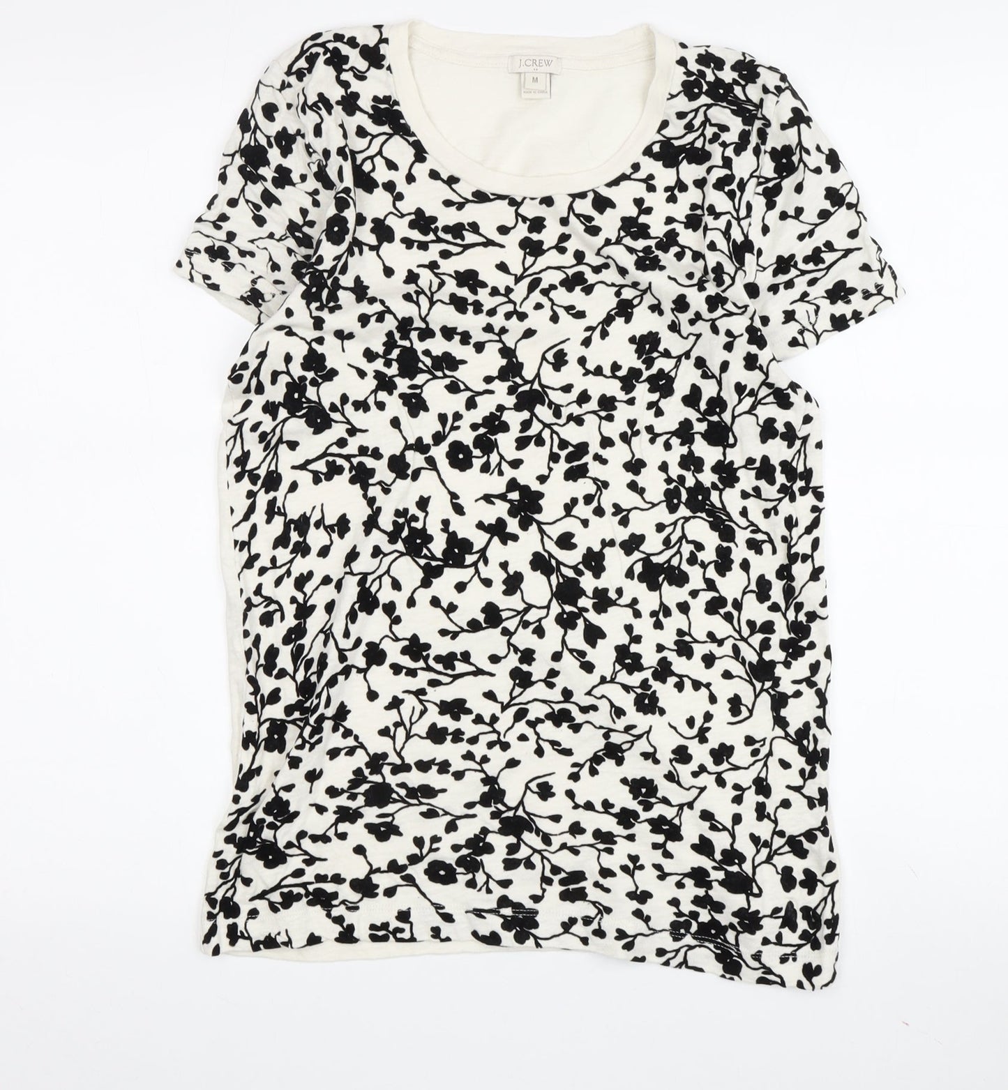J.Crew Women's Floral T-Shirt, Black/White, Size M
