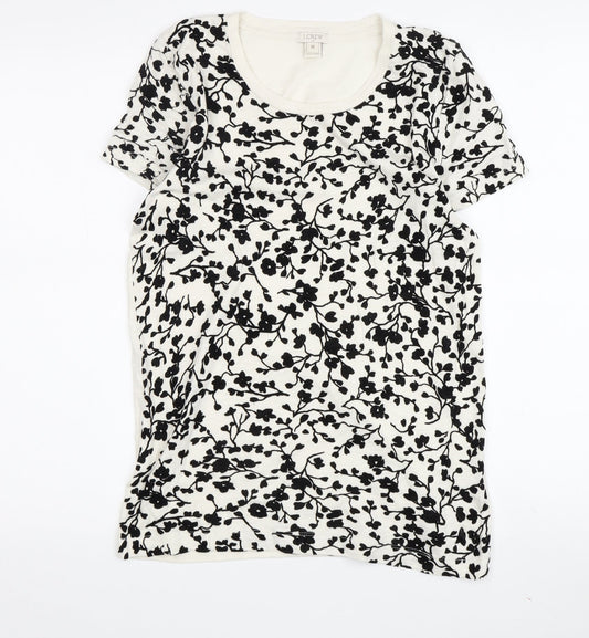 J.Crew Women's Floral T-Shirt, Black/White, Size M