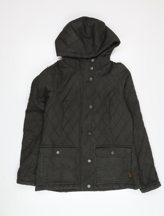 FatFace Quilted Hooded Jacket, Green, Size 10 - Women's