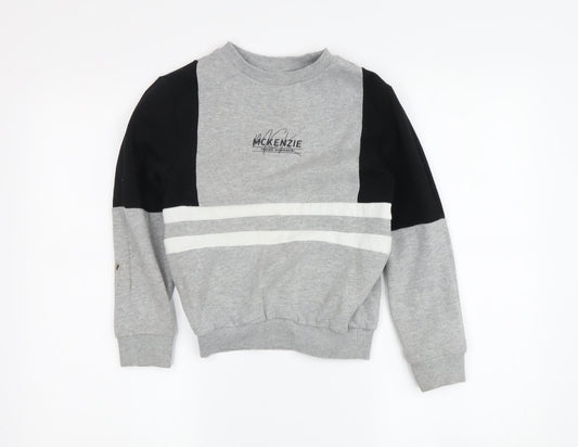 McKenzie Boys Grey and Black Pullover Sweatshirt 8 Years