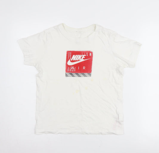 Nike Boys' White Graphic Print T-Shirt, Size S, Casual Style