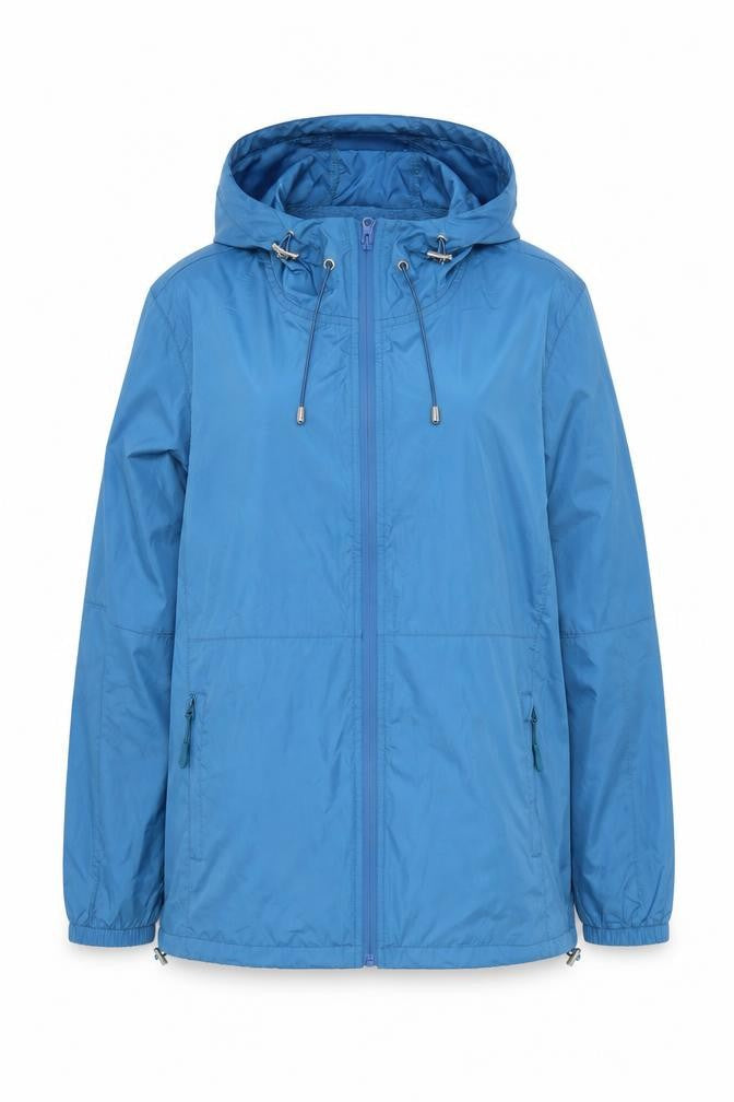 iWoo Women's Blue Hooded Basic Jacket Size S Regular Fit