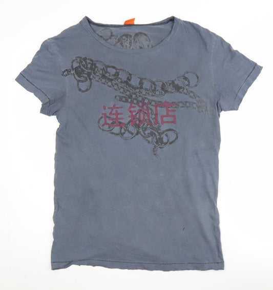 Hugo Boss Men's Blue Graphic Print T-Shirt (M)