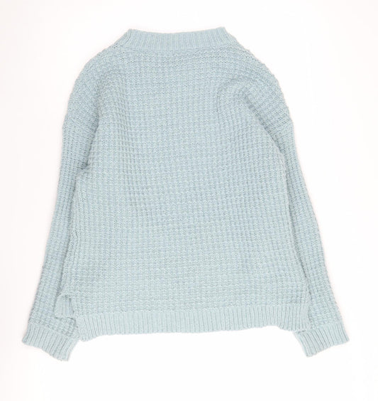 24Colours Women's Blue Waffle-Knit Pullover XS