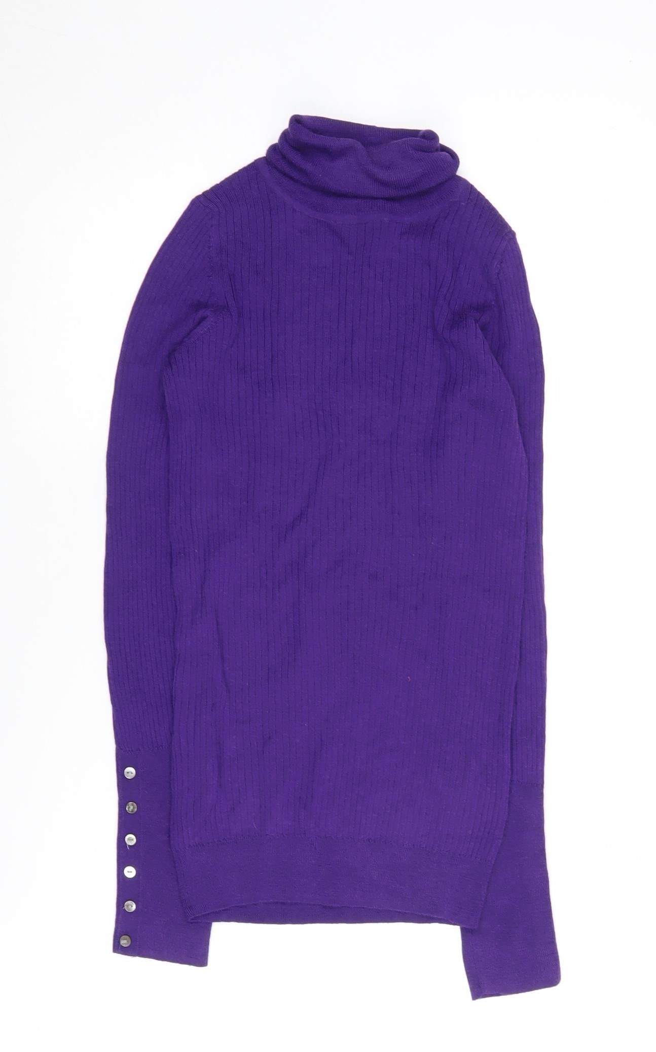 Hobbs Women's Purple Roll Neck Wool Pullover Jumper