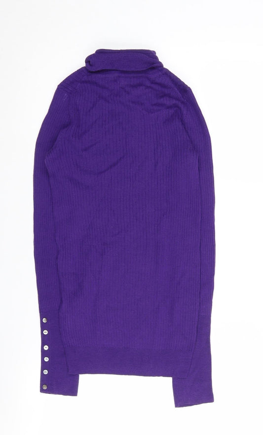 Hobbs Women's Purple Roll Neck Wool Pullover Jumper