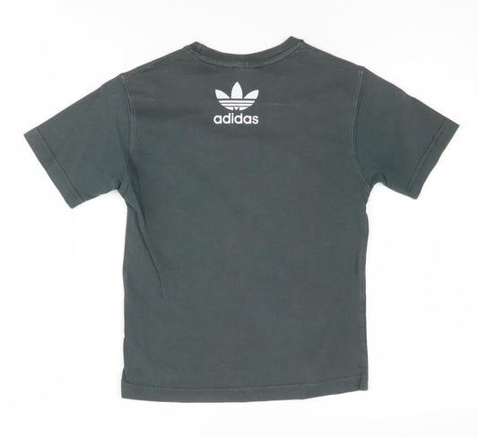 Adidas Boys Black Medium Graphic Print T-Shirt
