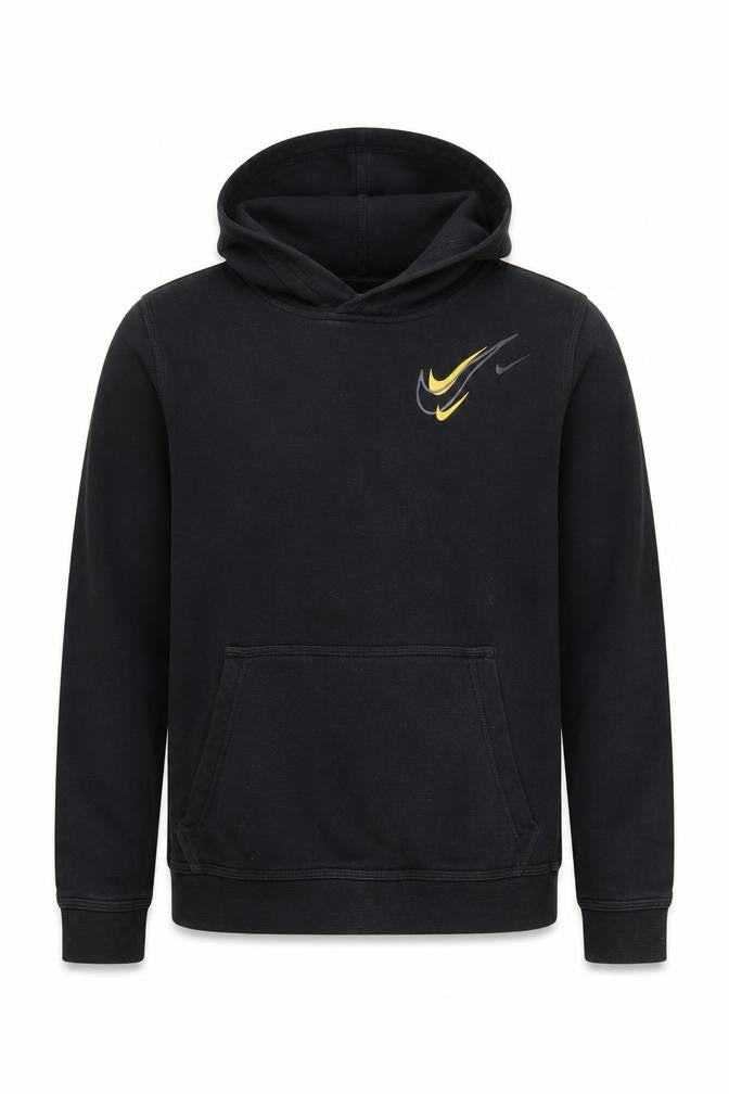 Front view of Nike boys’ black l pullover hoodie fleece casual