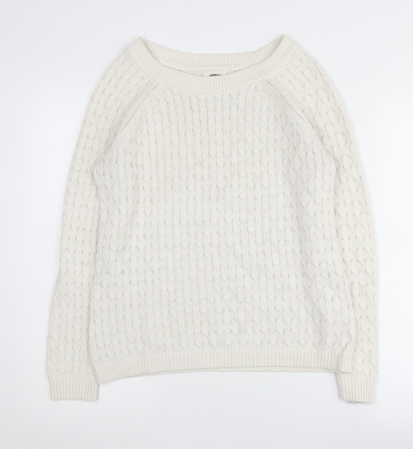 Old Navy Women's Ivory Cable-Knit Pullover Jumper, M