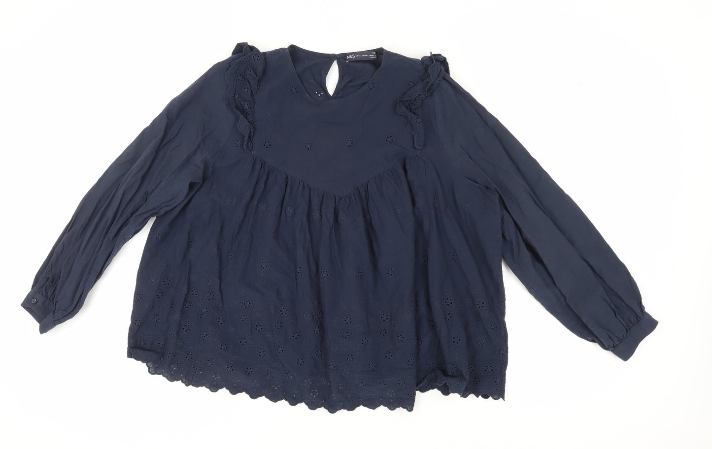 Marks & Spencer Women's Plus Blue Embroidered Blouse 22