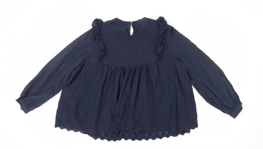 Marks & Spencer Women's Plus Blue Embroidered Blouse 22