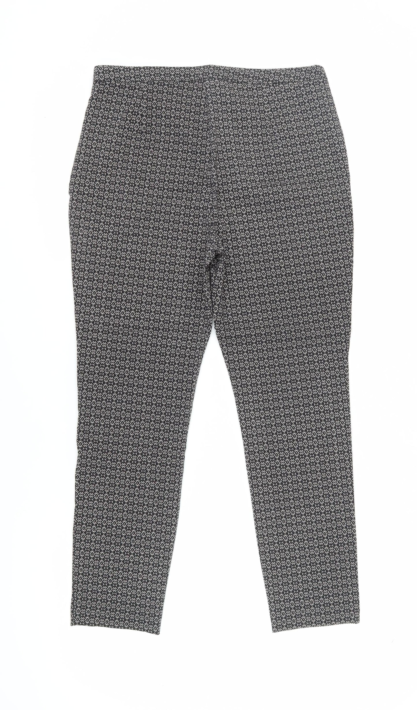 New Look Women's Black Geometric Trousers Size 14