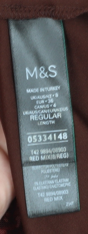 Marks and Spencer Red Animal Print Dress Size 8