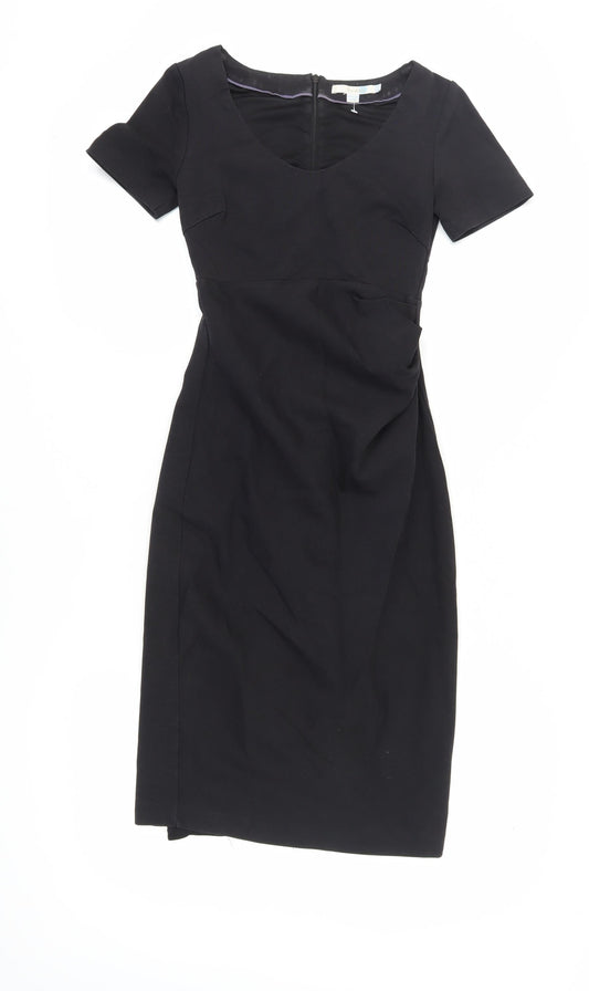 Boden Women's Black Sheath Dress Size 2 V-Neck Midi