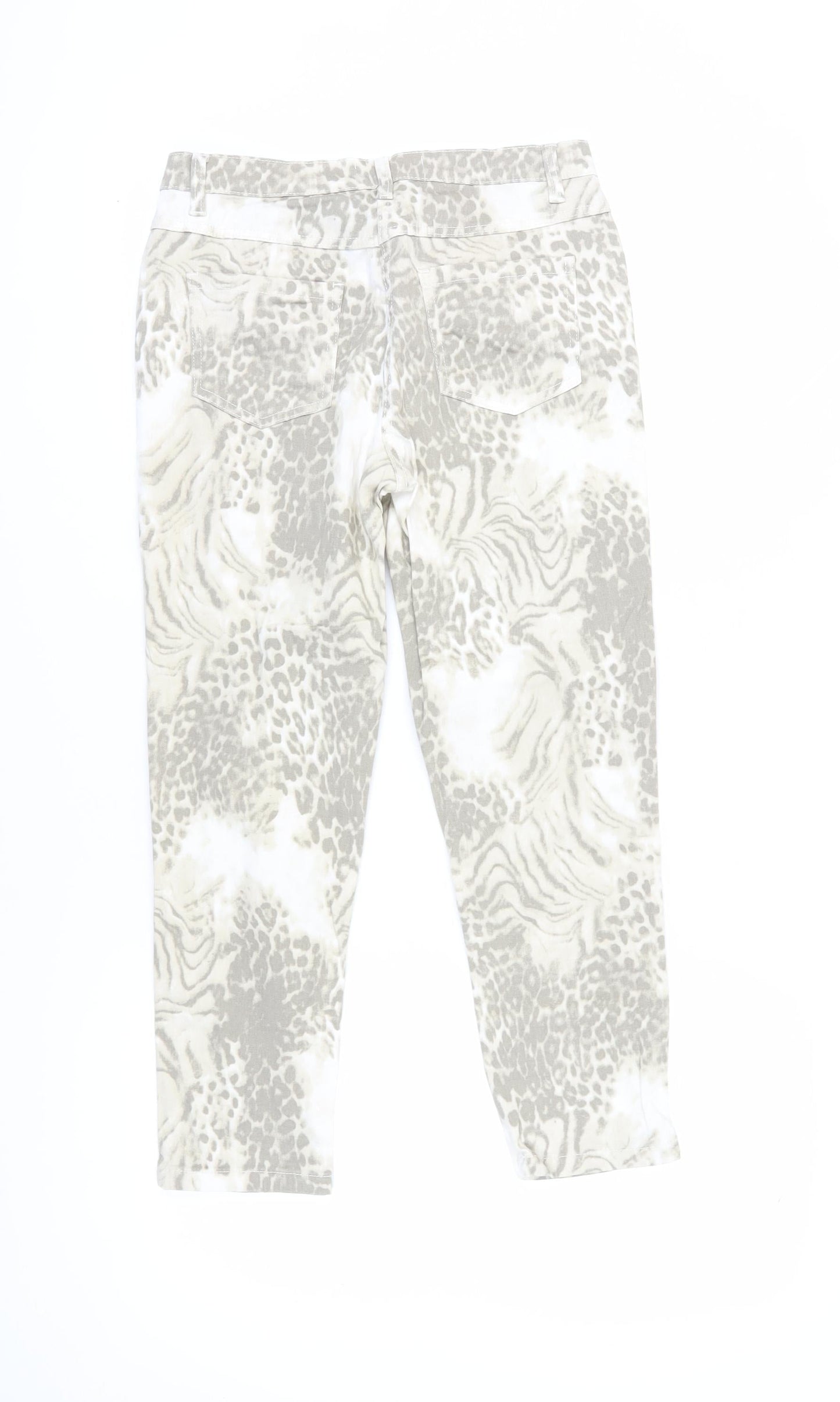 bpc Selection Women's Beige Animal Print Cropped Jeans Size 12