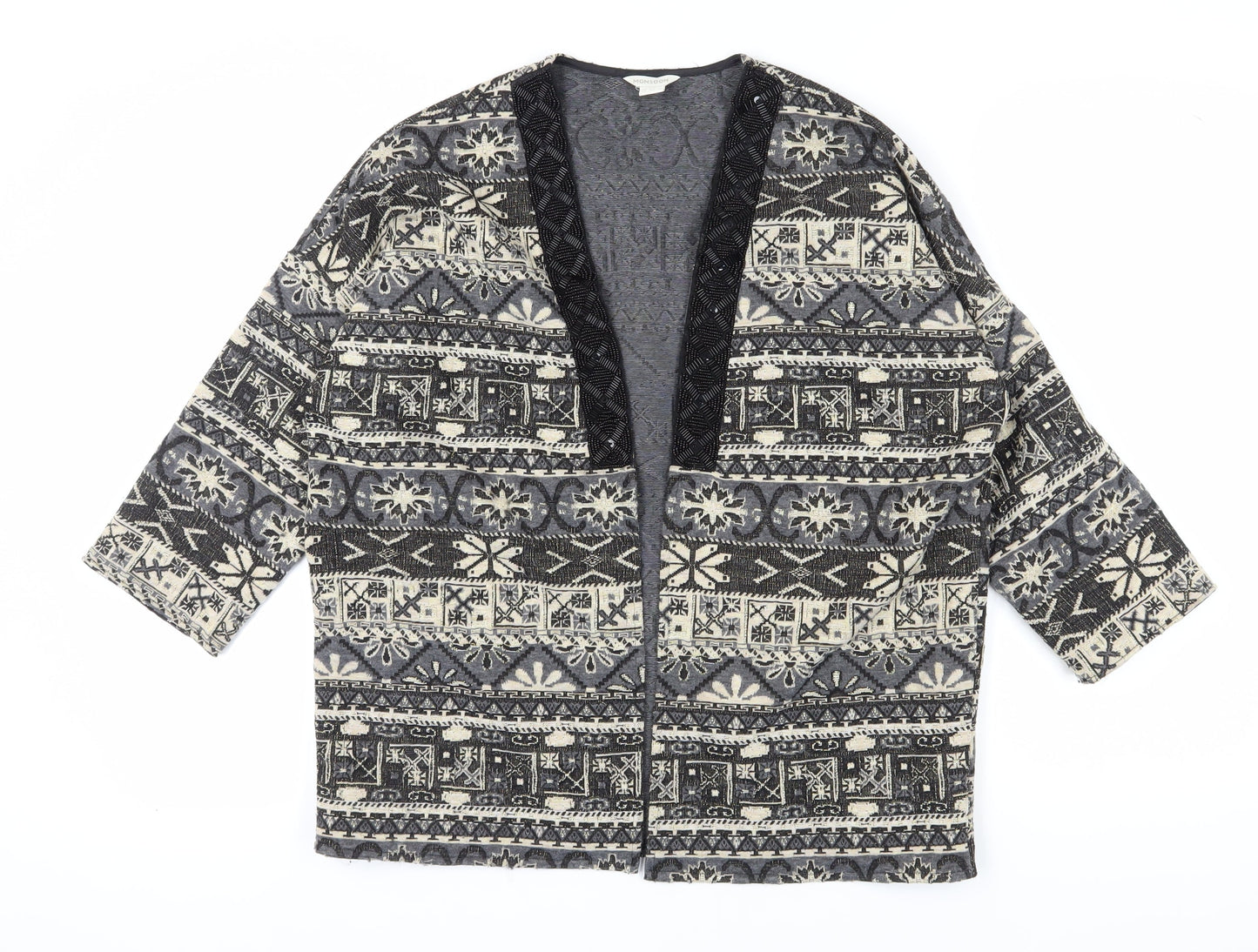 Monsoon Women's Black Multicoloured Geometric Coatigan, Size 14