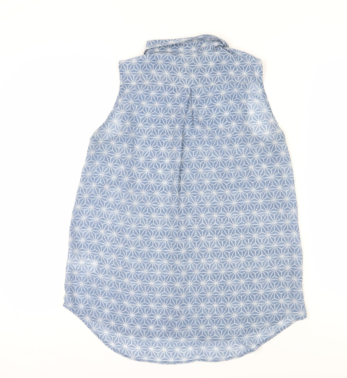 H&M Women's Blue Sleeveless Button-Up Top, Size 8