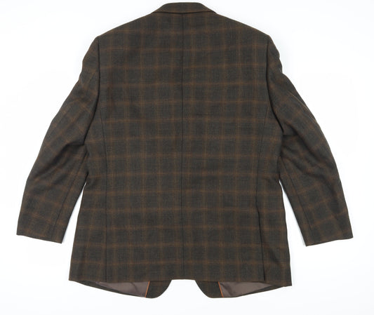Greenwoods Elite Men's Brown Plaid Blazer Size 46R