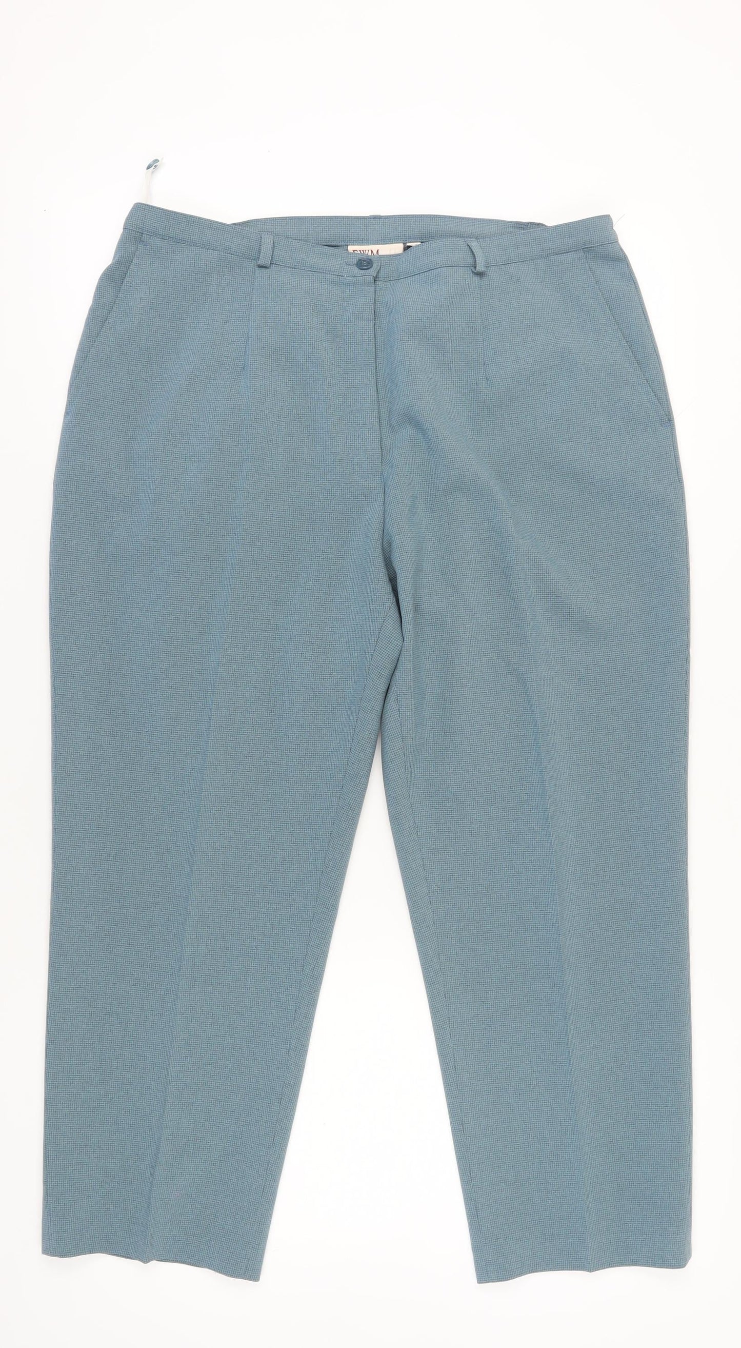 EWM Women's Blue Chino Trousers, Size 18, Herringbone