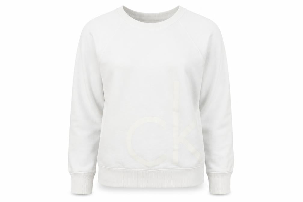 Womens UK S Regular Calvin Klein Jeans White Pullover Sweatshirt