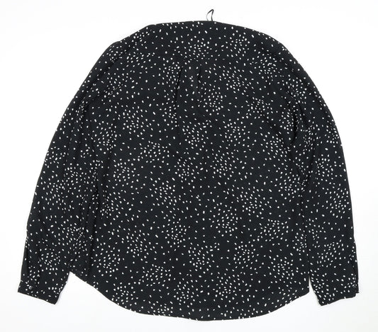 Long Tall Sally Women's Black Print V-Neck Blouse Size 14