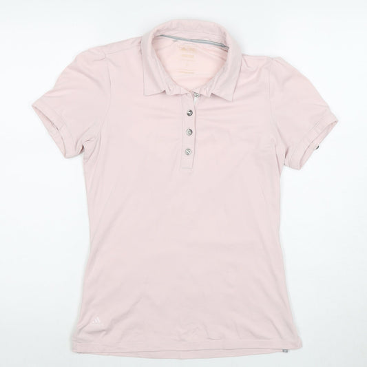 Adidas Women's Pink Polo Shirt Size S Collared Casual