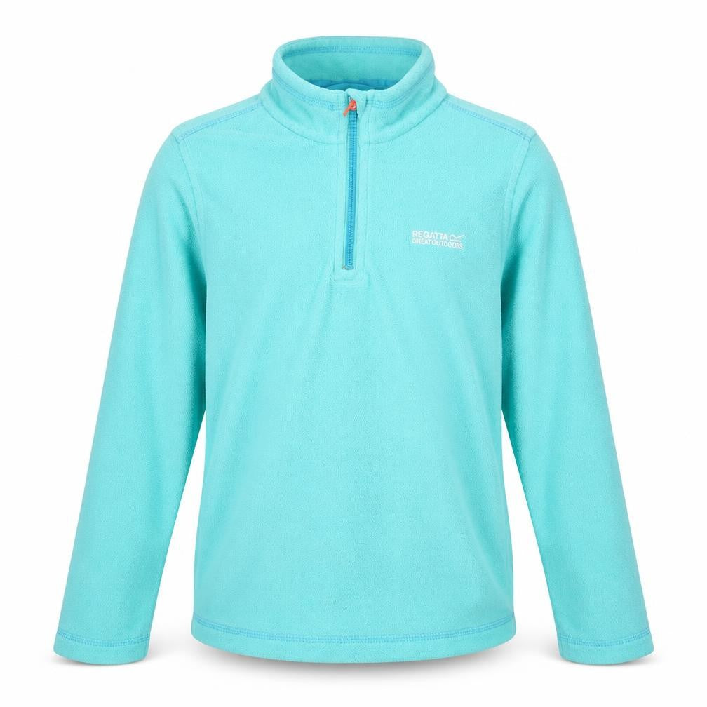 Front view of Regatta girls’' blue fleece pullover sweatshirt 9-10 years