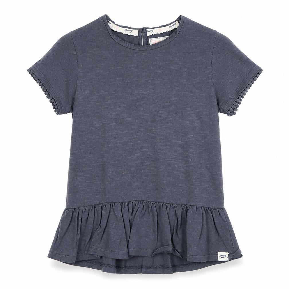 Massimo Dutti Girls Grey Short Sleeve Top 9-10 Years
