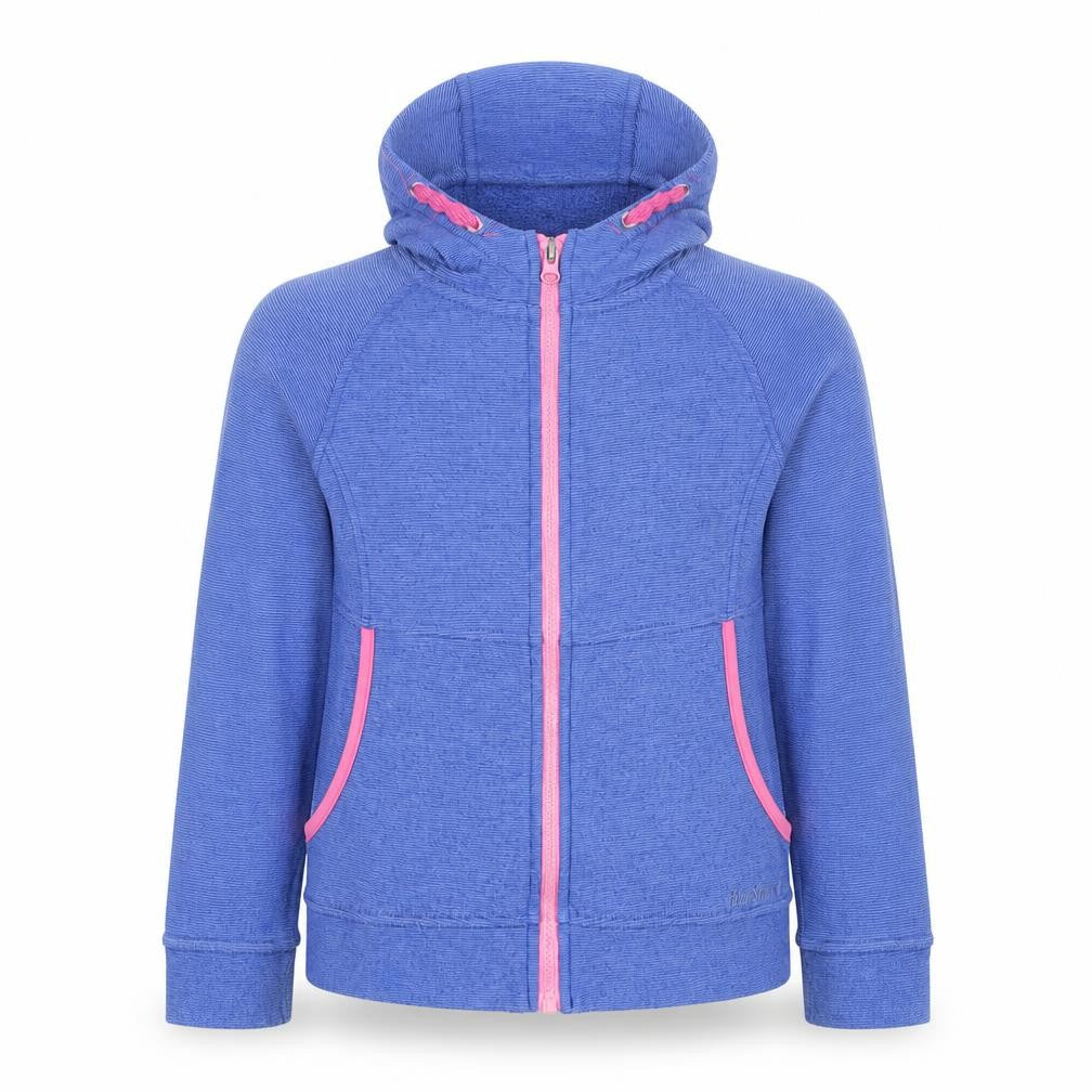 Front view of Peter Storm girls’ blue hooded jacket, 7-8 years, casual style