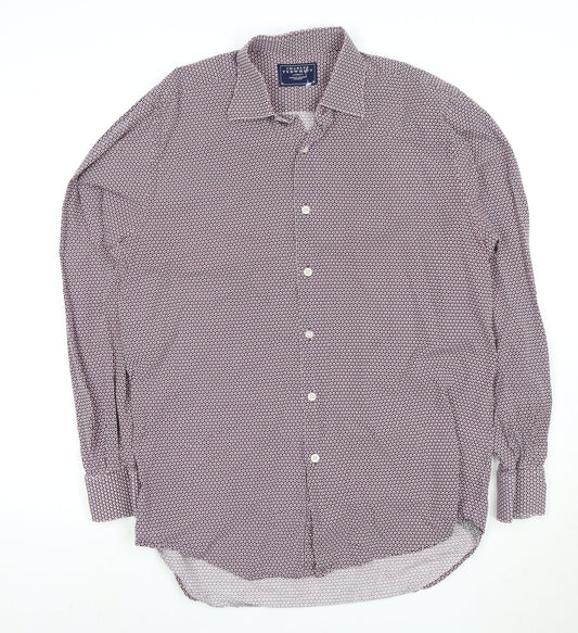 Charles Tyrwhitt Men's Purple Geometric Dress Shirt L