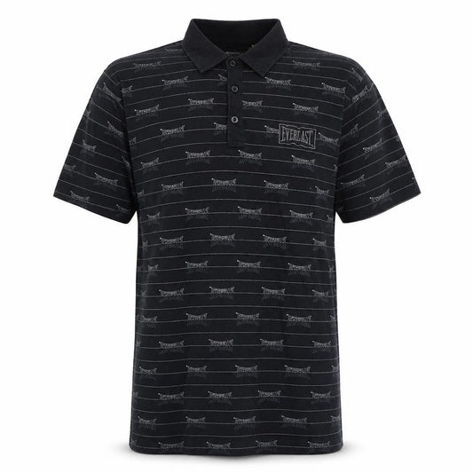 Everlast Men's Black Striped Polo Shirt L