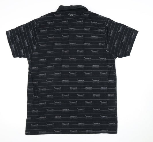 Everlast Men's Black Striped Polo Shirt L