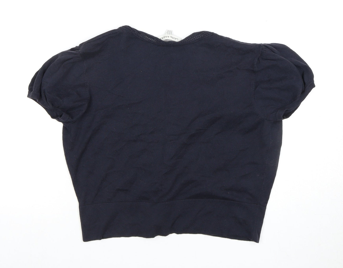 Laura Ashley Women's Black Crop Blouse, Size 12