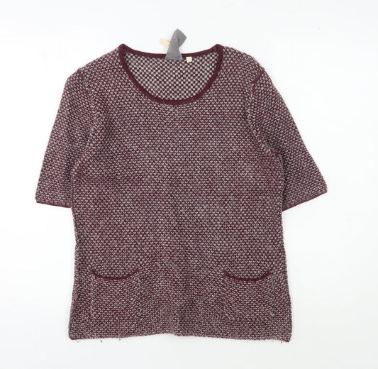 White Stuff Women's Multicolour Geometric Knit Jumper Size 10