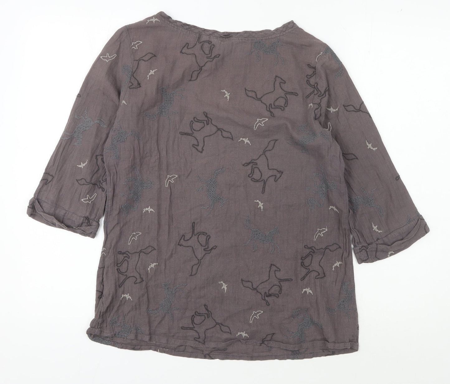 Womens UK Size 12 White Stuff Grey Cotton Blend Blouse