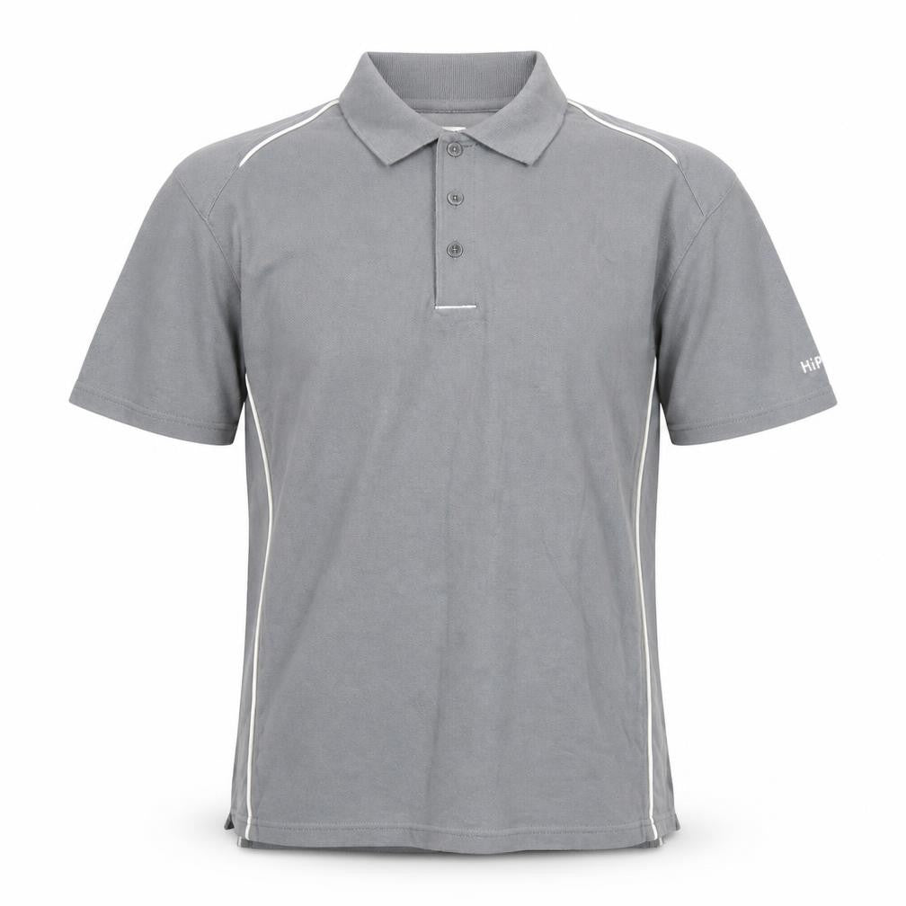 Hippo Men's Grey Polo Shirt M Solid Collared