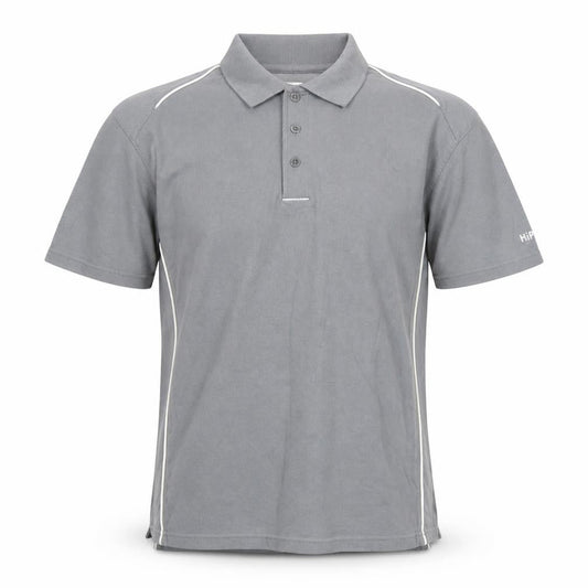 Hippo Men's Grey Polo Shirt M Solid Collared