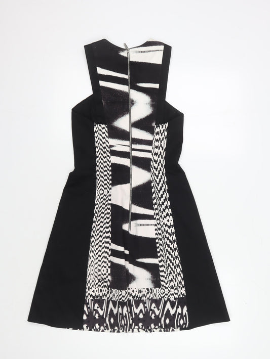 Karen Millen Women's Black Geometric Bodycon Dress Size 8