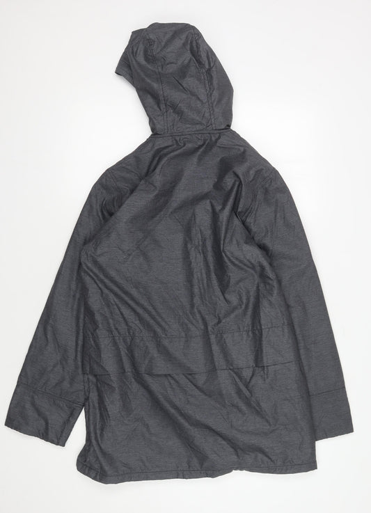 Nike Women's Grey Hooded Rain Jacket, Size 4-6, Casual Style