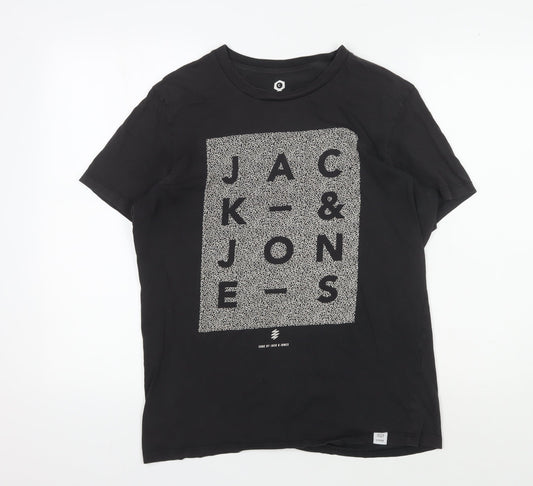 Jack & Jones Men's Black Graphic T-Shirt, Size L