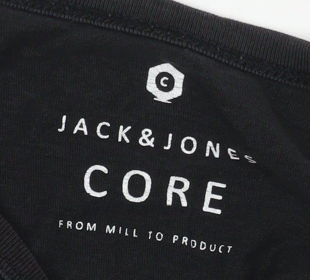 Jack & Jones Men's Black Graphic Print T-Shirt, Medium