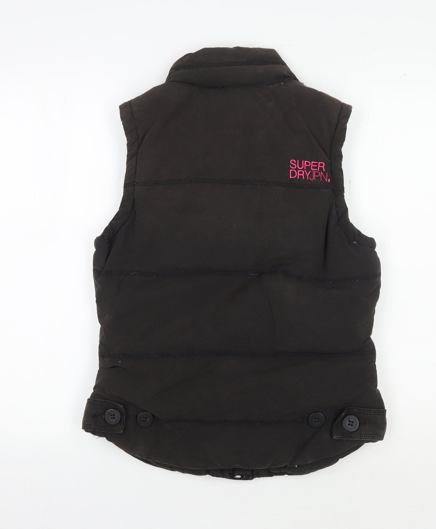 Superdry Women's Black Waistcoat Medium Lined Zip Casual