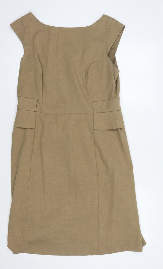 Laura Ashley Brown Sleeveless Scoop Neck Dress