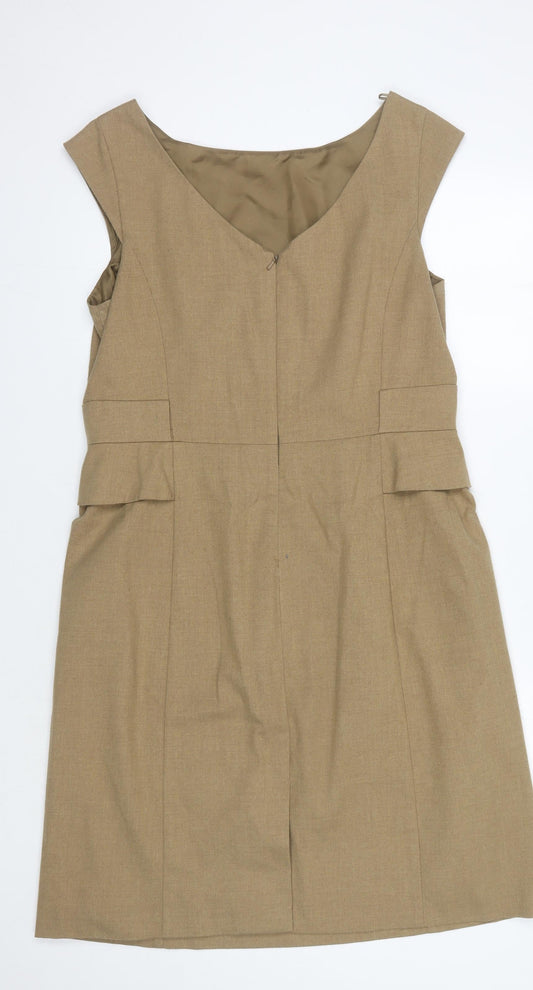 Laura Ashley Brown Sleeveless Scoop Neck Dress