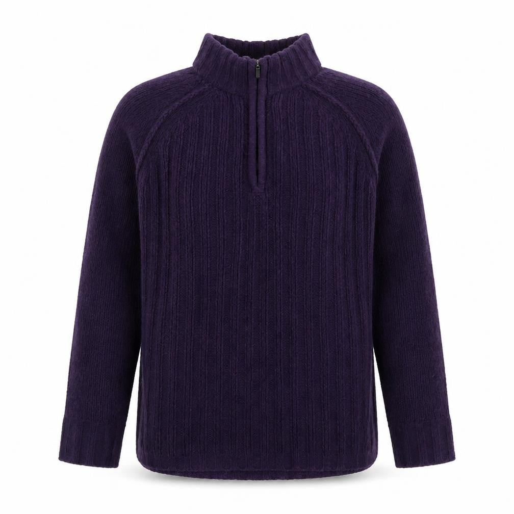 Womens UK 10 Regular Peter Storm Purple Full Zip Cable-Knit