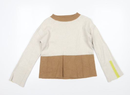 White Stuff Women's Beige Pullover High Neck Jumper Size 8