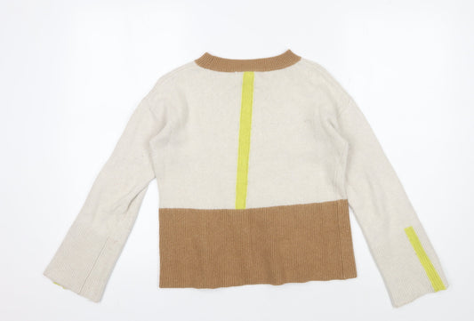 White Stuff Women's Beige Pullover High Neck Jumper Size 8