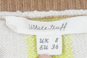 White Stuff Women's Beige Pullover High Neck Jumper Size 8
