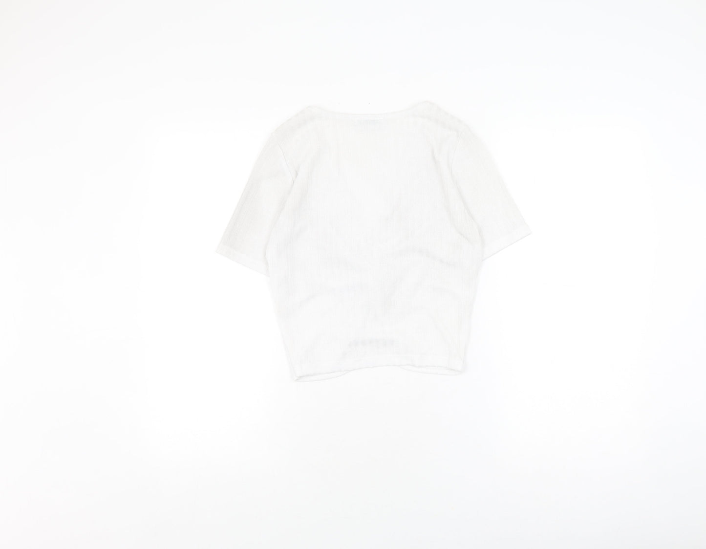 Zara Women’s White Wrap Blouse, M, V-Neck Casual Knit